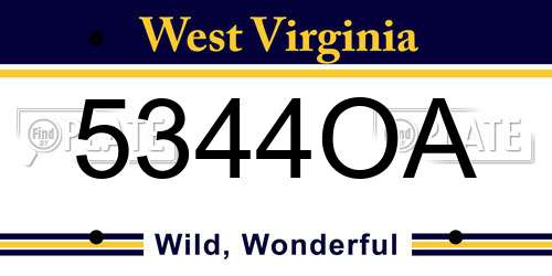 5344OA West Virginia License Plate
