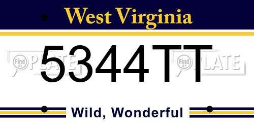 5344TT West Virginia License Plate