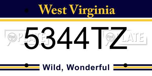 5344TZ West Virginia License Plate