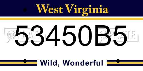53450B5 West Virginia License Plate