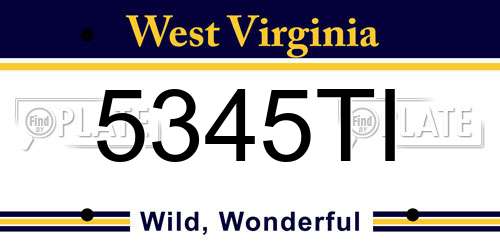 5345TI West Virginia License Plate