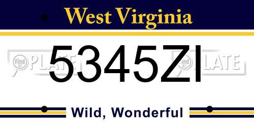 5345ZI West Virginia License Plate