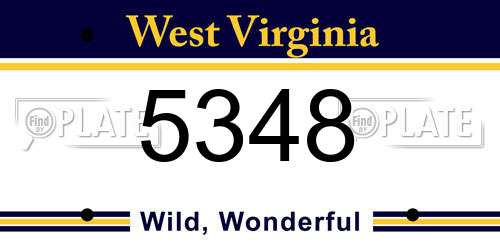5348 West Virginia License Plate