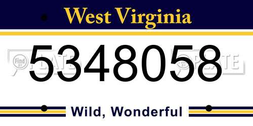 5348058 West Virginia License Plate