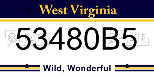 53480B5 West Virginia License Plate