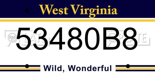 53480B8 West Virginia License Plate