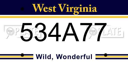 534A77 West Virginia License Plate