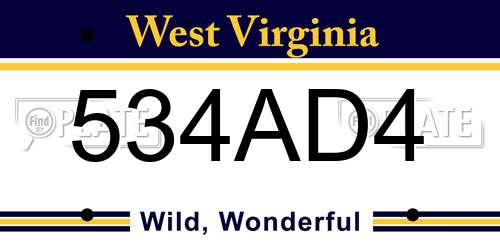534AD4 West Virginia License Plate
