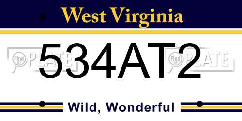 534AT2 West Virginia License Plate