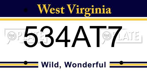 534AT7 West Virginia License Plate