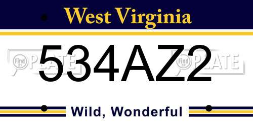534AZ2 West Virginia License Plate