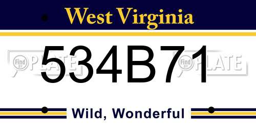 534B71 West Virginia License Plate