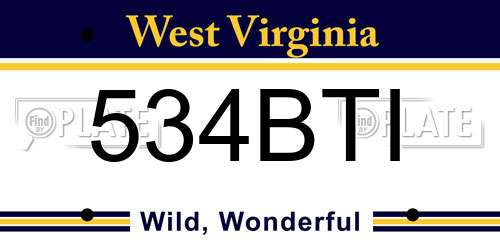 534BTI West Virginia License Plate