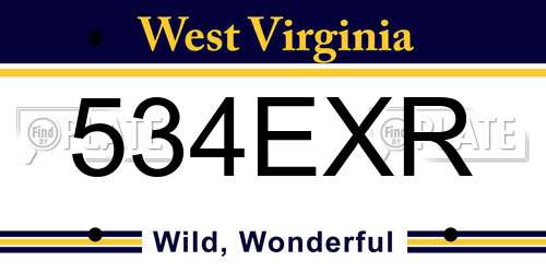 534EXR West Virginia License Plate