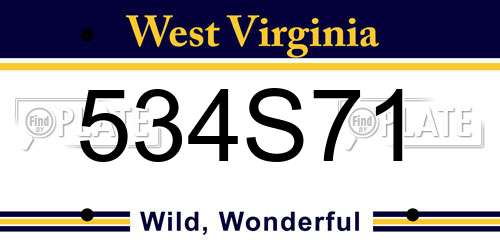534S71 West Virginia License Plate