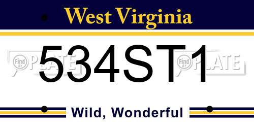 534ST1 West Virginia License Plate