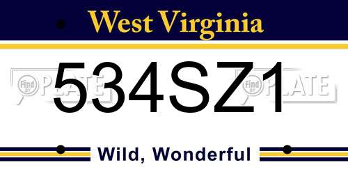 534SZ1 West Virginia License Plate