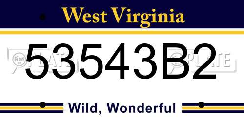 53543B2 West Virginia License Plate