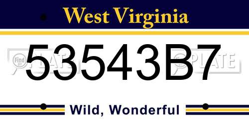 53543B7 West Virginia License Plate