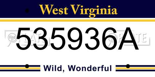 535936A West Virginia License Plate