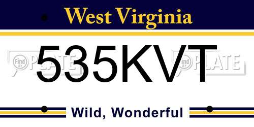 535KVT West Virginia License Plate