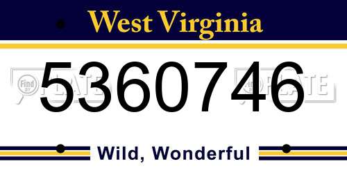 5360746 West Virginia License Plate