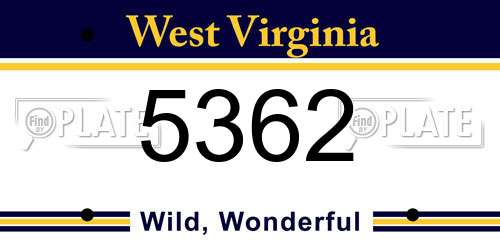 5362 West Virginia License Plate