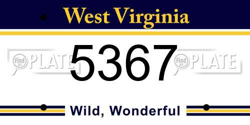 5367 West Virginia License Plate
