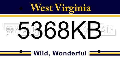 5368KB West Virginia License Plate