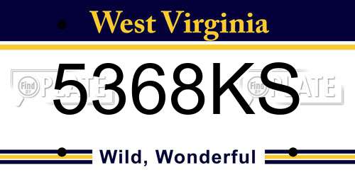 5368KS West Virginia License Plate