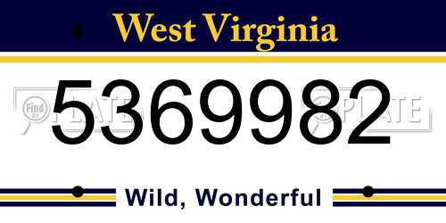 5369982 West Virginia License Plate