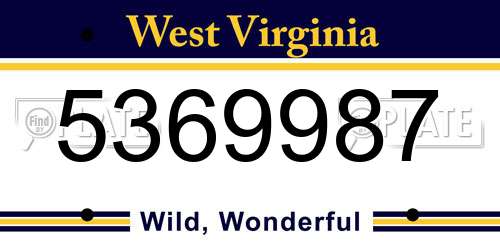 5369987 West Virginia License Plate