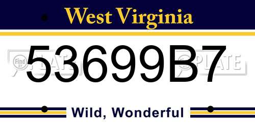 53699B7 West Virginia License Plate