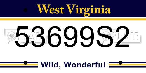 53699S2 West Virginia License Plate