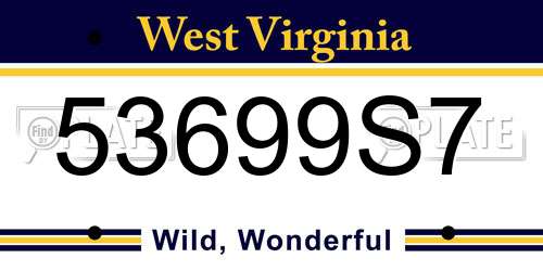 53699S7 West Virginia License Plate