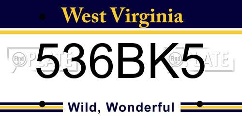 536BK5 West Virginia License Plate