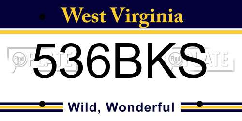 536BKS West Virginia License Plate