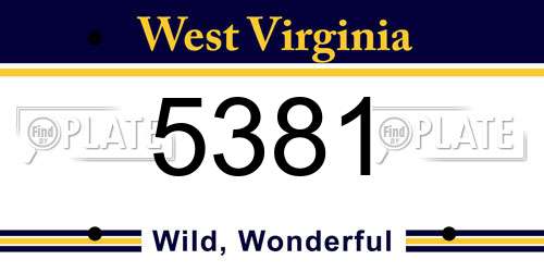 5381 West Virginia License Plate