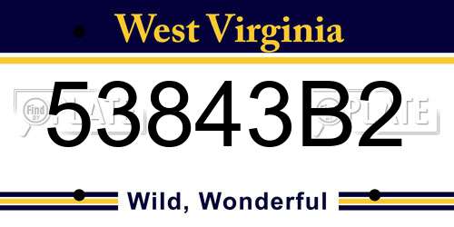 53843B2 West Virginia License Plate