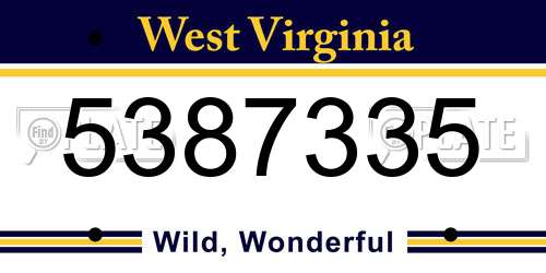 5387335 West Virginia License Plate