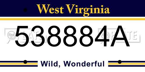 538884A West Virginia License Plate