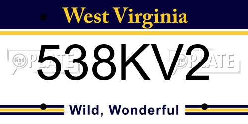 538KV2 West Virginia License Plate