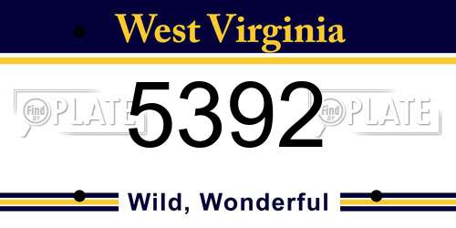 5392 West Virginia License Plate