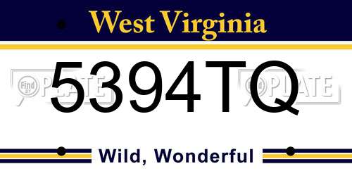 5394TQ West Virginia License Plate