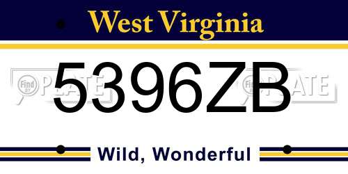 5396ZB West Virginia License Plate