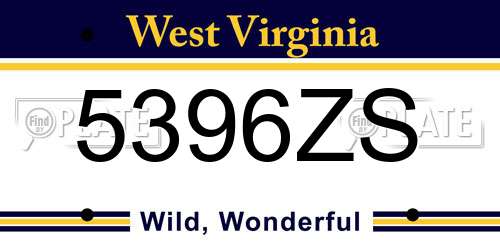 5396ZS West Virginia License Plate