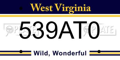539AT0 West Virginia License Plate