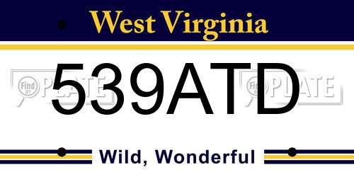 539ATD West Virginia License Plate