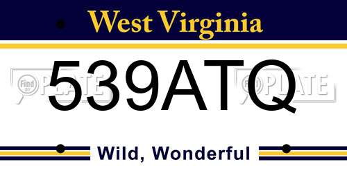 539ATQ West Virginia License Plate