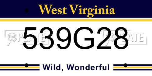 539G28 West Virginia License Plate